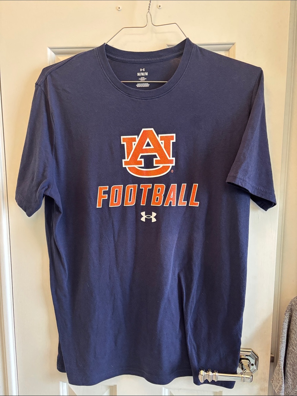 Under Armour Navy and Orange Auburn Football Short Sleeve Tee